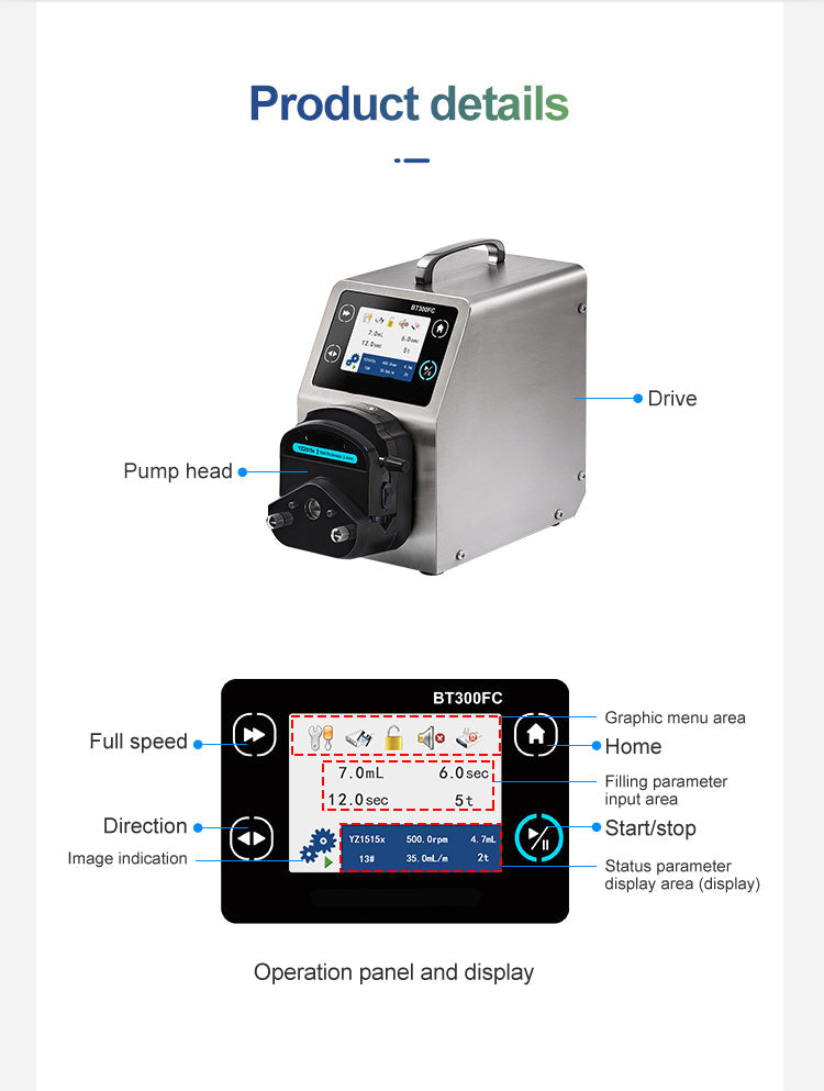 BT300FC Peristaltic Pump Bottle Filling Reaptatable - www.nuvintech.com