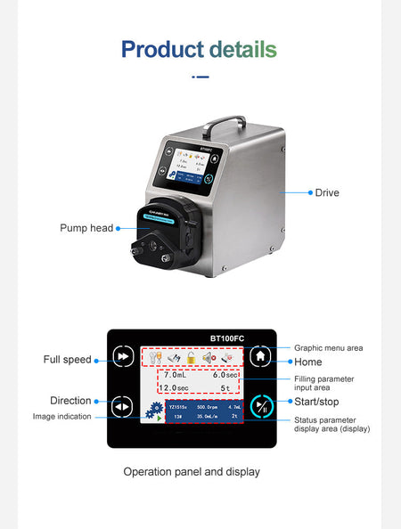 BT100FC Liquid Filling Peristaltic Pump Dispenser Reagent Filling - www.nuvintech.com